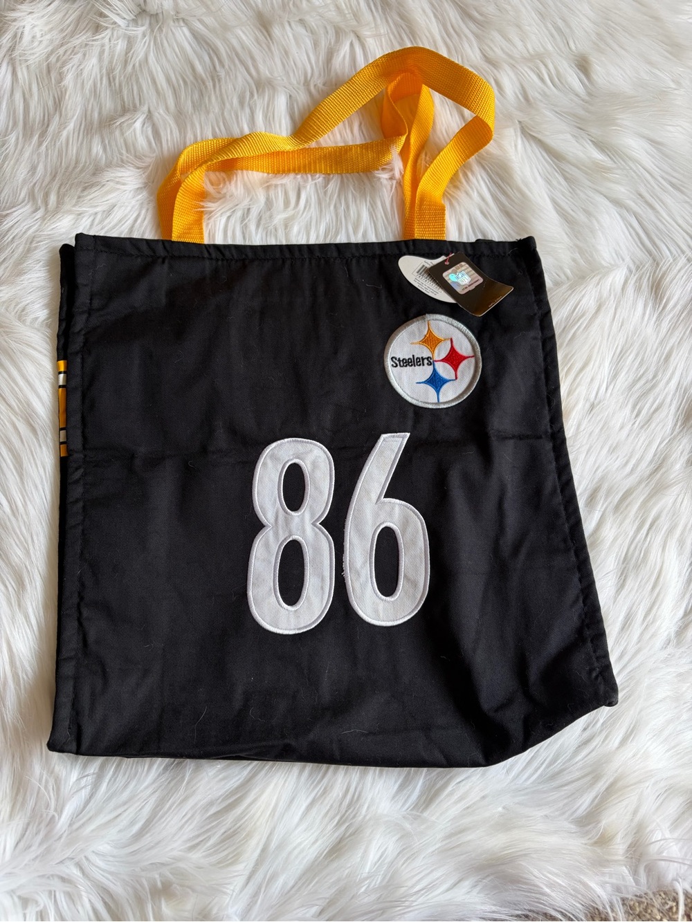 Pittsburgh Steelers #86 Heinz Ward Tote Bag with Yellow Handles